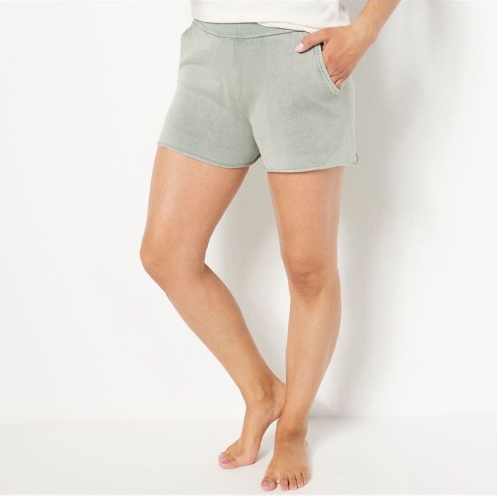 Barefoot Dreams Sunbleached Shorts Faded Clover 1X Minimalist Loungewear Chic